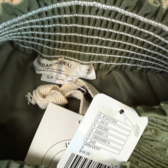 NWT Urban Renewal Urban Outfitters Olive Green Linen Tiered Mini Skirt Women's S - Picture 4 of 8